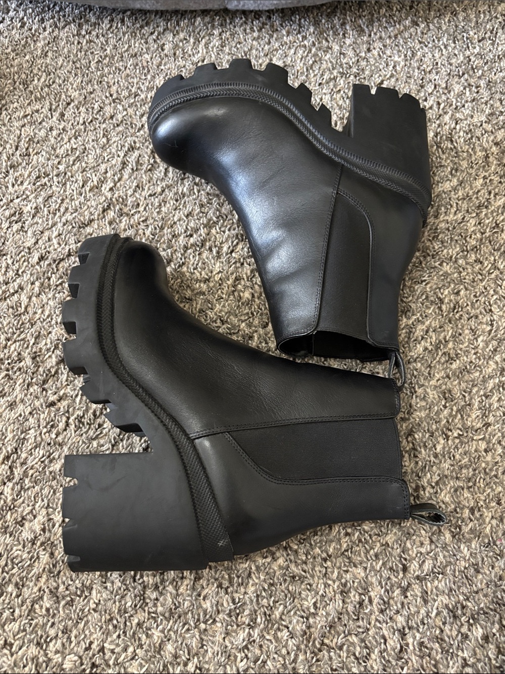 Steve Madden black chunky boots Bratz size 9M vintage biker goth grunge Y2K emo - Picture 4 of 6
